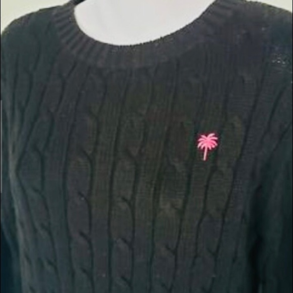 Lilly Pulitzer white label black cable sweater